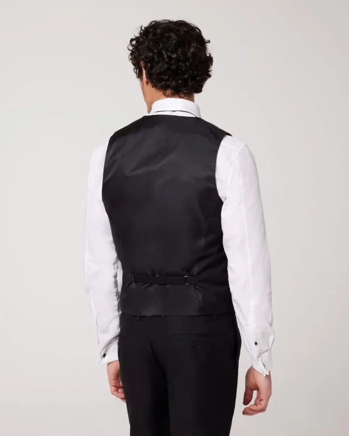 Politix Vests Men Black Tie Tailored Vest Black Chintz
