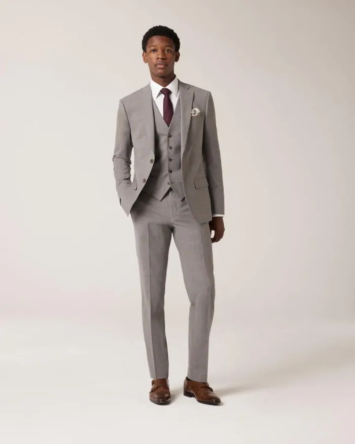 Politix Vests Men Wool Blend Tailored Vest Grey Check