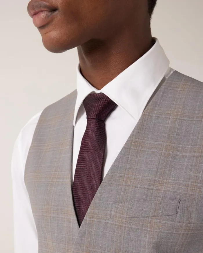 Politix Vests Men Wool Blend Tailored Vest Grey Check