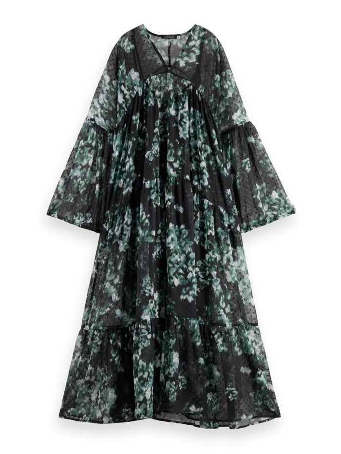 Printed Fil Coupe Maxi Dress Nieuw Blossom Print Park Green Women Scotch and Soda Dresses and Jumpsuits