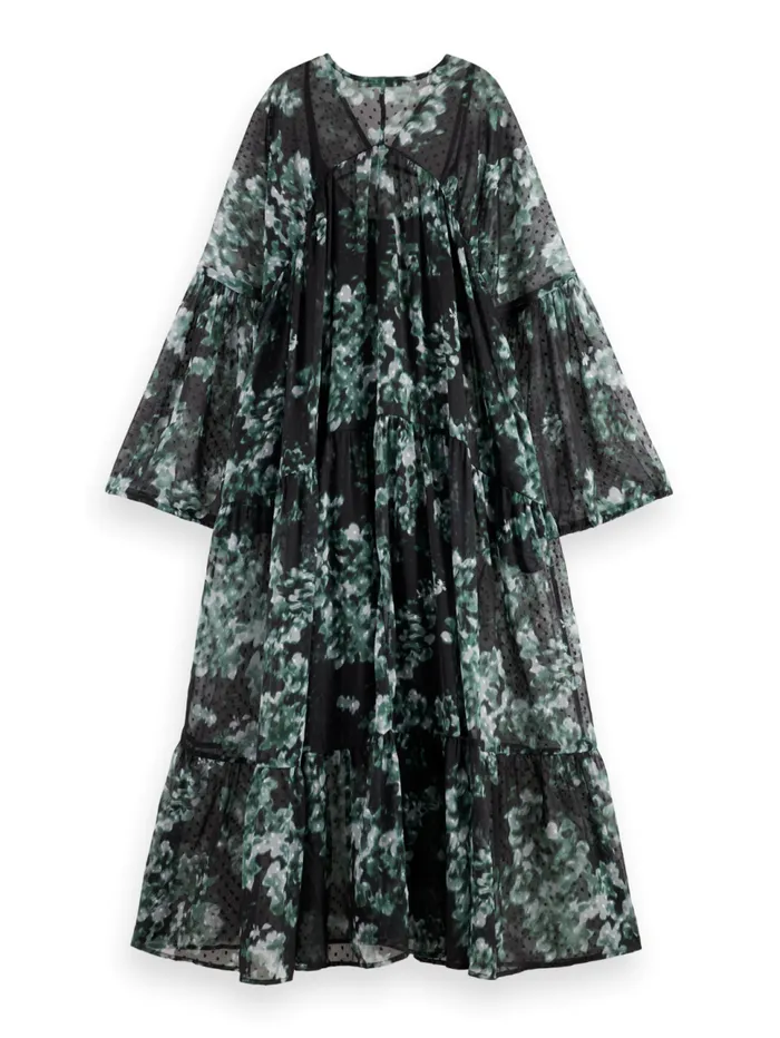 Printed Fil Coupe Maxi Dress Nieuw Blossom Print Park Green Women Scotch and Soda Dresses and Jumpsuits Printed Fil Coupe Maxi Dress Nieuw Blossom Print Park Green Women Scotch and Soda Dresses and Jumpsuits