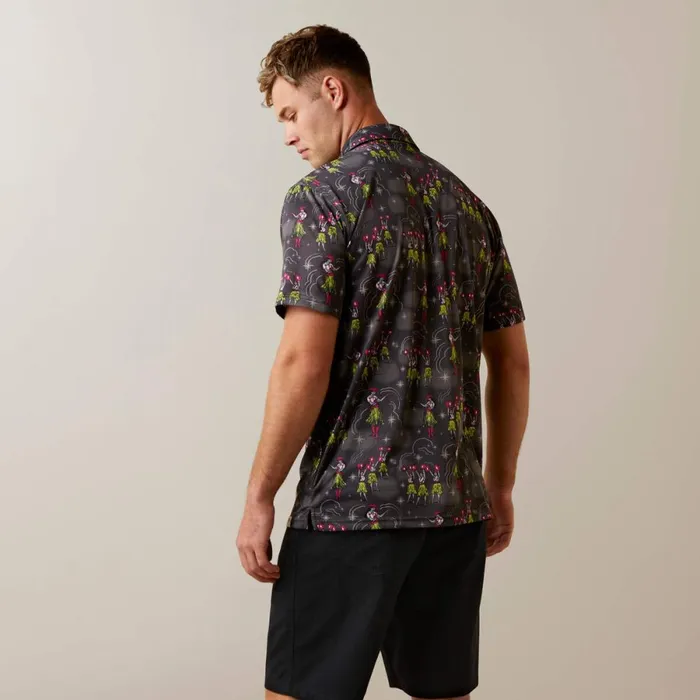 Printed Western Aloha Polo Charcoal Grey Men Ariat TShirts and Polos Printed Western Aloha Polo Charcoal Grey Men Ariat TShirts and Polos