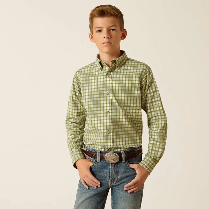 Pro Series Eilad Classic Fit Shirt Green Kids Ariat Button Down Shirts