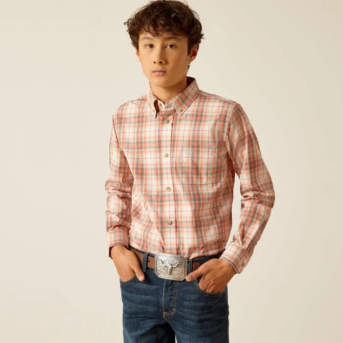 Pro Series Knox Classic Fit Shirt Coral Kids Ariat Button Down Shirts
