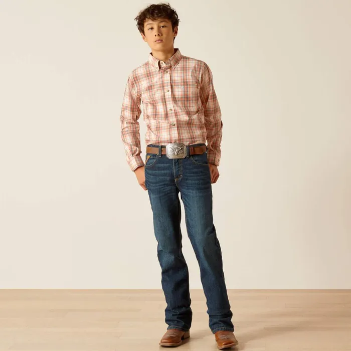 Pro Series Knox Classic Fit Shirt Coral Kids Ariat Button Down Shirts Pro Series Knox Classic Fit Shirt Coral Kids Ariat Button Down Shirts