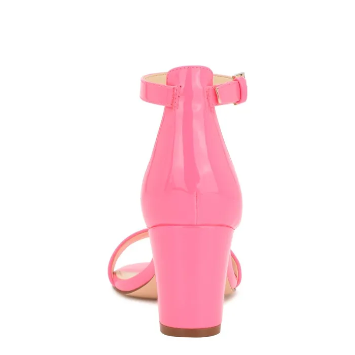 Pruce Ankle Strap Block Heel Sandals Neon Pink Patent Women Nine West Heeled Pruce Ankle Strap Block Heel Sandals Neon Pink Patent Women Nine West Heeled