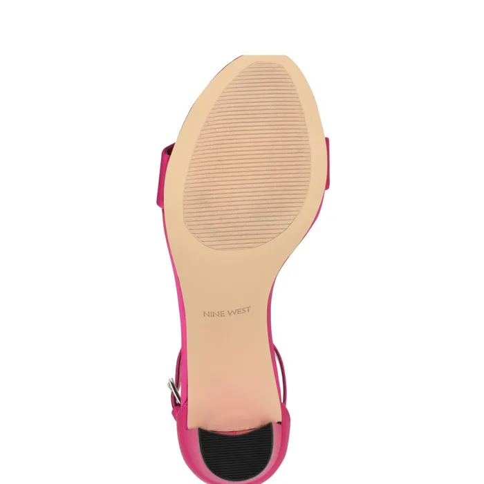 Pruce Ankle Strap Block Heel Sandals Pink Satin Women Nine West Heeled Pruce Ankle Strap Block Heel Sandals Pink Satin Women Nine West Heeled