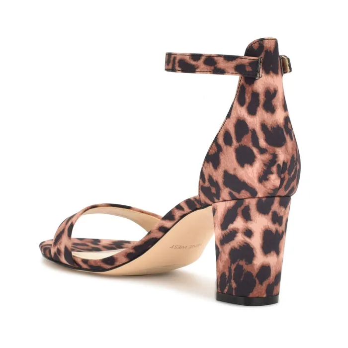 Pruce Ankle Strap Block Heel Sandals Tan Leopard Women Nine West Dress Pruce Ankle Strap Block Heel Sandals Tan Leopard Women Nine West Dress