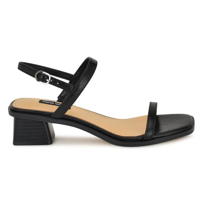Purdy Block Heel Sandals Black Women Nine West Low Heel