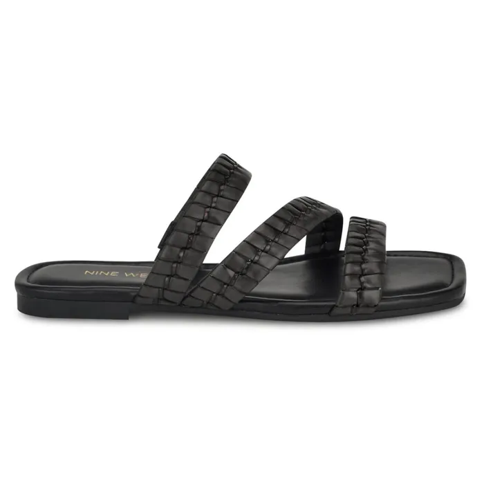 Quinlea Flat Strappy Sandals Black Women Nine West Casual