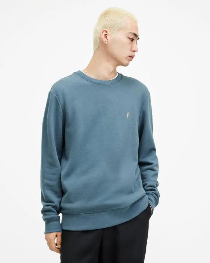 Raven Contrast Crew Neck Ramskull Sweatshirt Sur Blue Men AllSaints Sweatshirts and Hoodies Raven Contrast Crew Neck Ramskull Sweatshirt Sur Blue Men AllSaints Sweatshirts and Hoodies
