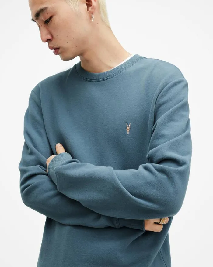 Raven Contrast Crew Neck Ramskull Sweatshirt Sur Blue Men AllSaints Sweatshirts and Hoodies Raven Contrast Crew Neck Ramskull Sweatshirt Sur Blue Men AllSaints Sweatshirts and Hoodies