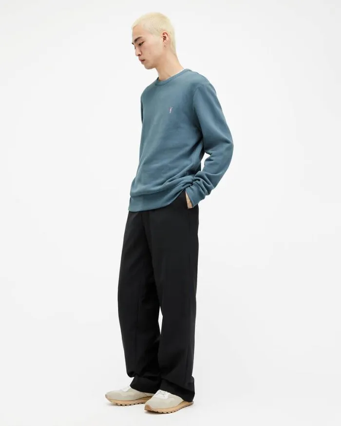 Raven Contrast Crew Neck Ramskull Sweatshirt Sur Blue Men AllSaints Sweatshirts and Hoodies Raven Contrast Crew Neck Ramskull Sweatshirt Sur Blue Men AllSaints Sweatshirts and Hoodies