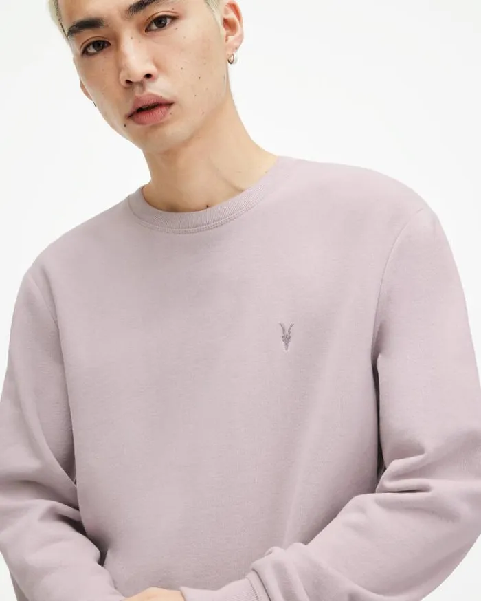 Raven Crew Neck Ramskull Sweatshirt Smokey Lilac Men AllSaints Sweatshirts and Hoodies Raven Crew Neck Ramskull Sweatshirt Smokey Lilac Men AllSaints Sweatshirts and Hoodies