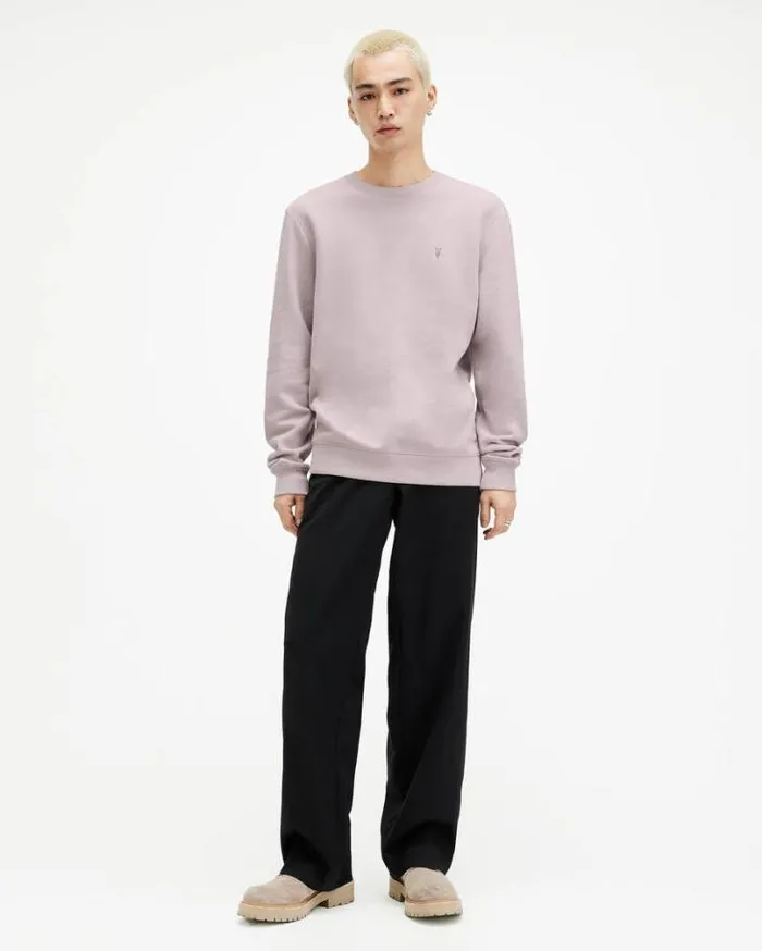 Raven Crew Neck Ramskull Sweatshirt Smokey Lilac Men AllSaints Sweatshirts and Hoodies Raven Crew Neck Ramskull Sweatshirt Smokey Lilac Men AllSaints Sweatshirts and Hoodies