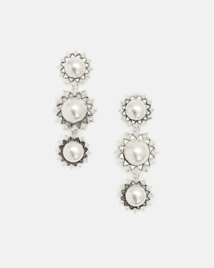 Rayen Silver Tone Pendant Earrings Warm Silver Women AllSaints Jewelry