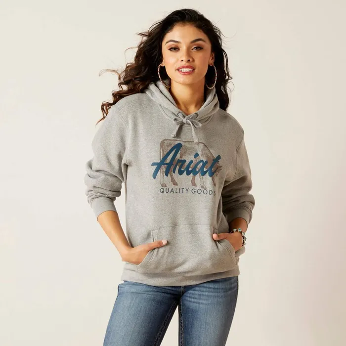 REAL Grazing Hoodie Heather Grey Women Ariat Sweatshirts and Hoodies