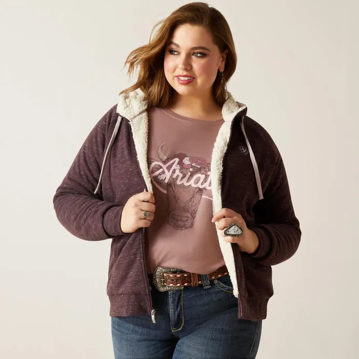 REAL Sherpa Full Zip Hoodie Clove Brown Women Ariat Sweatshirts and Hoodies
