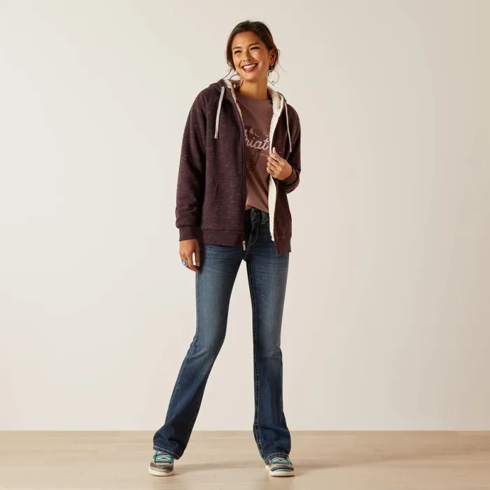 REAL Sherpa Full Zip Hoodie Clove Brown Women Ariat Sweatshirts and Hoodies