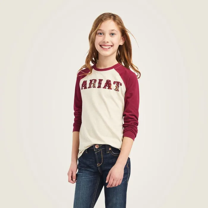 REAL Zuma Baseball Shirt Oatmeal Heather Kids Ariat TShirts and Polos