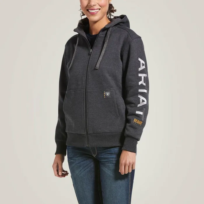 Rebar AllWeather Full Zip Hoodie Charcoal Heather Women Ariat Sweatshirts and Hoodies