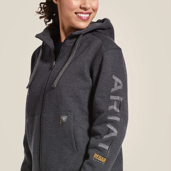 Rebar AllWeather Full Zip Hoodie Charcoal Heather Women Ariat Sweatshirts and Hoodies Rebar AllWeather Full Zip Hoodie Charcoal Heather Women Ariat Sweatshirts and Hoodies