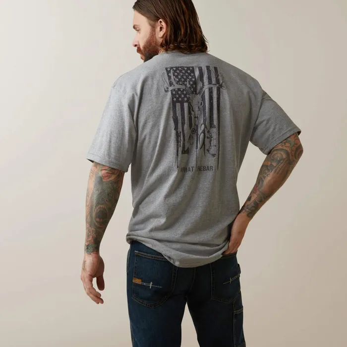Rebar Cotton Strong American Outdoors TShirt Heather Grey Men Ariat TShirts and Polos