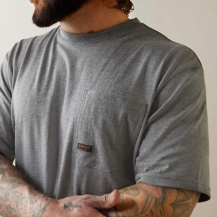 Rebar Cotton Strong American Outdoors TShirt Heather Grey Men Ariat TShirts and Polos Rebar Cotton Strong American Outdoors TShirt Heather Grey Men Ariat TShirts and Polos