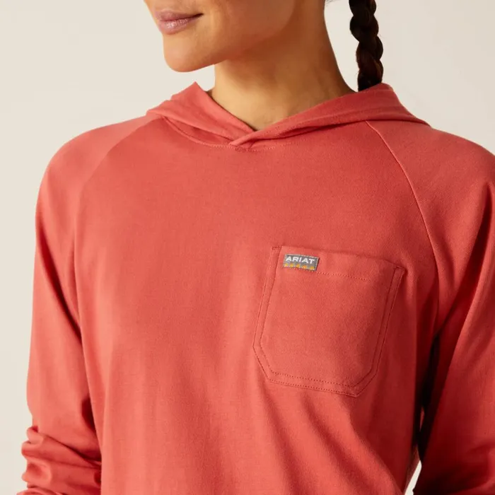 Rebar Cotton Strong Hooded TShirt Mineral Red Women Ariat TShirts and Tops Rebar Cotton Strong Hooded TShirt Mineral Red Women Ariat TShirts and Tops
