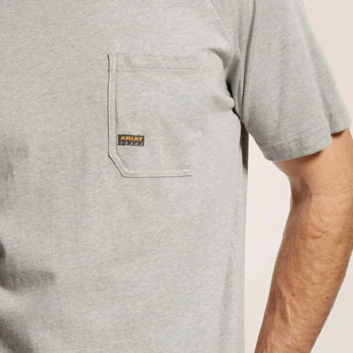 Rebar Cotton Strong TShirt Heather Grey Men Ariat TShirts and Polos Rebar Cotton Strong TShirt Heather Grey Men Ariat TShirts and Polos