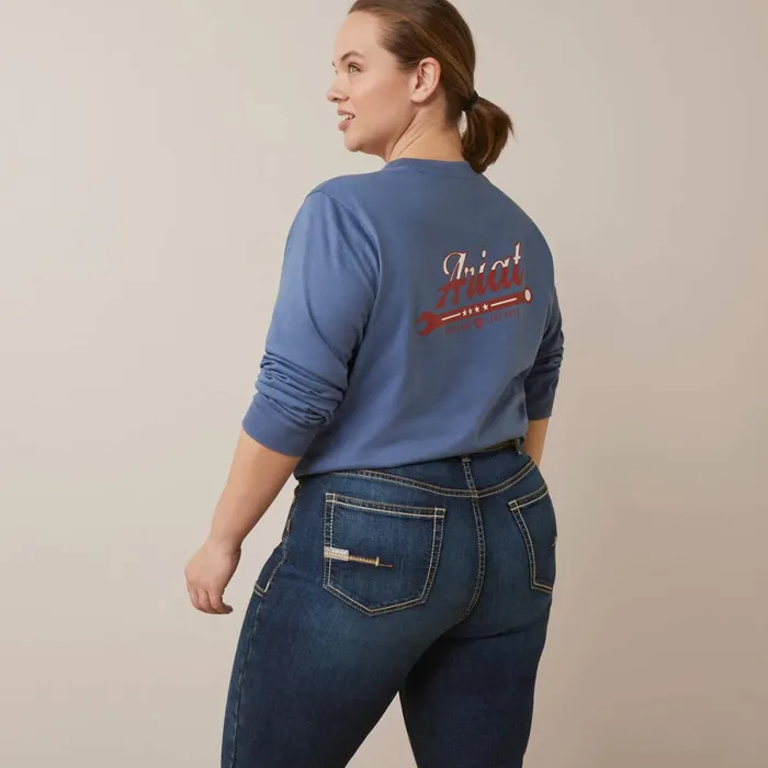 Rebar Cotton Strong Work Hard Bijou Blue Women Ariat TShirts and Tops