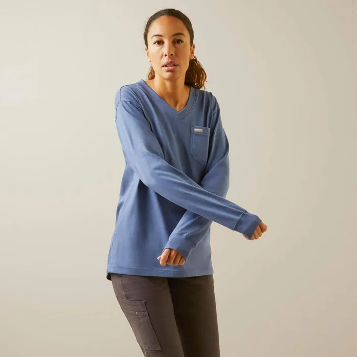Rebar Cotton Strong Work Hard Bijou Blue Women Ariat TShirts and Tops