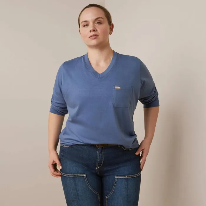 Rebar Cotton Strong Work Hard Bijou Blue Women Ariat TShirts and Tops