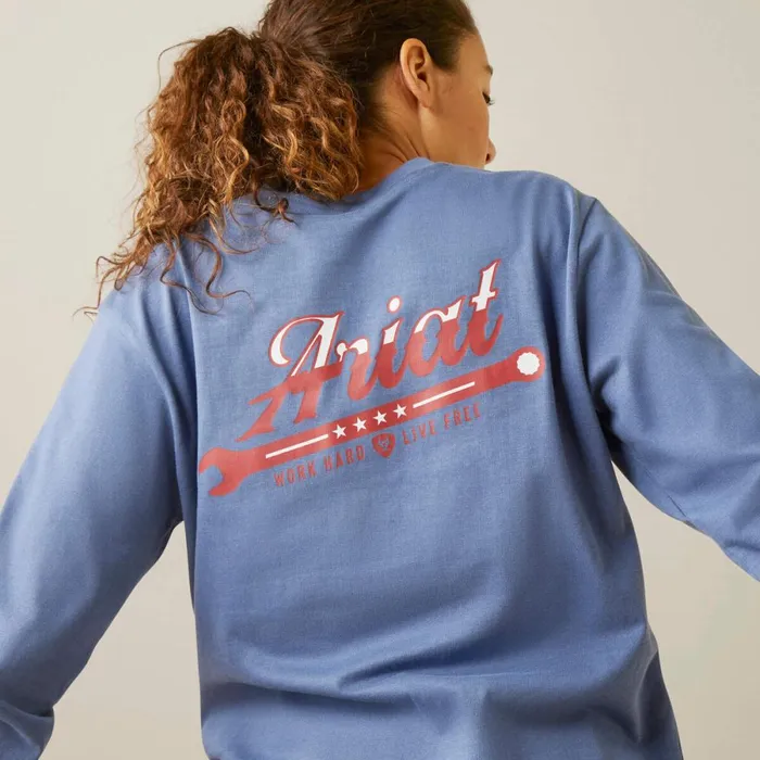 Rebar Cotton Strong Work Hard Bijou Blue Women Ariat TShirts and Tops