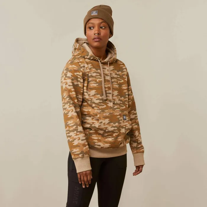 Rebar Graphic Printed Hoodie Oatmeal Camo Print Women Ariat Sweatshirts and Hoodies