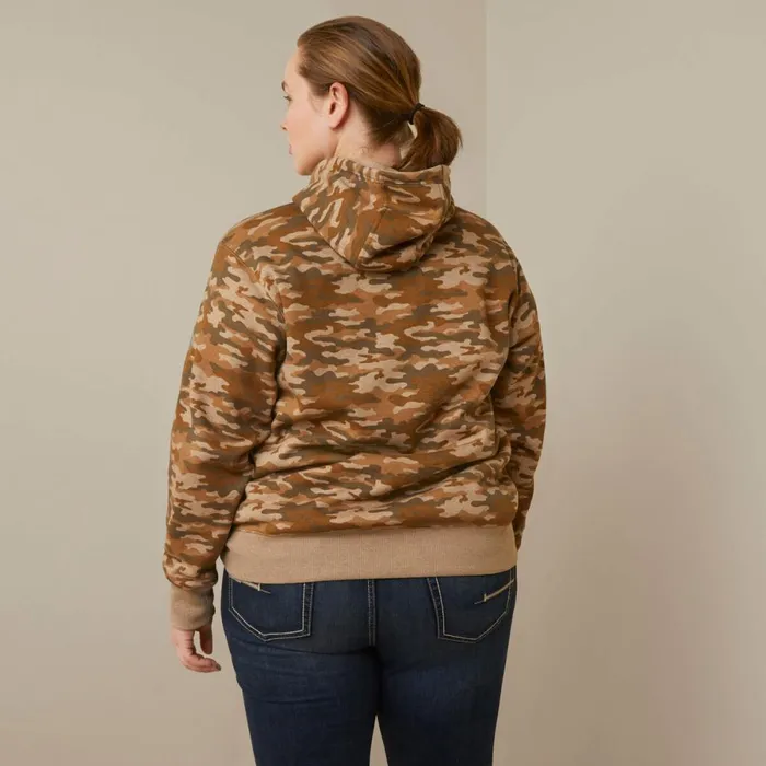 Rebar Graphic Printed Hoodie Oatmeal Camo Print Women Ariat Sweatshirts and Hoodies