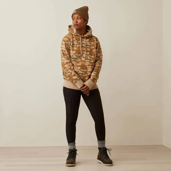 Rebar Graphic Printed Hoodie Oatmeal Camo Print Women Ariat Sweatshirts and Hoodies