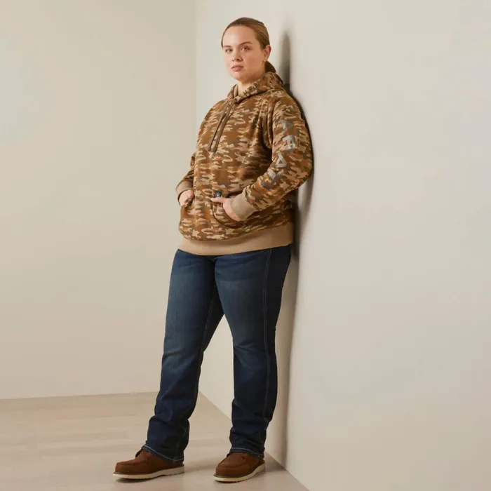 Rebar Graphic Printed Hoodie Oatmeal Camo Print Women Ariat Sweatshirts and Hoodies