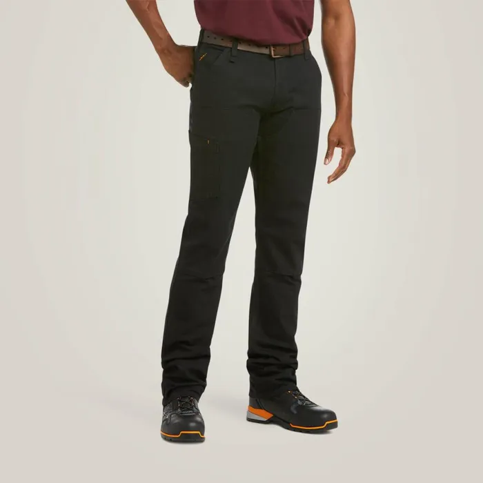 Rebar M4 Low Rise DuraStretch Made Tough Double Front Stackable Straight Leg Pant Black Men Ariat Pants and Shorts