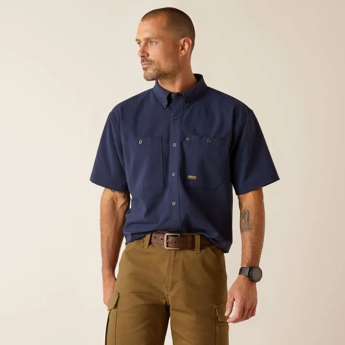 Rebar Made Tough 360 AirFlow Work Shirt Navy Men Ariat Button Down Shirts
