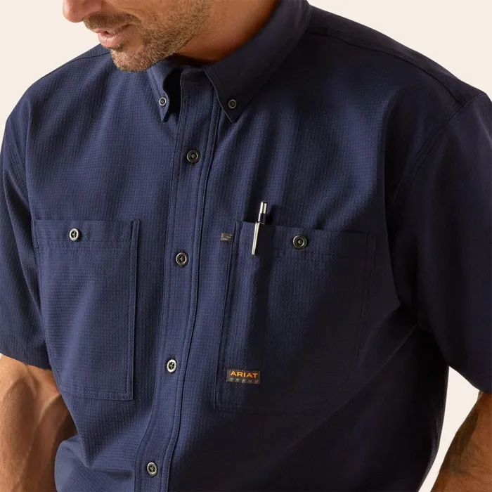 Rebar Made Tough 360 AirFlow Work Shirt Navy Men Ariat Button Down Shirts Rebar Made Tough 360 AirFlow Work Shirt Navy Men Ariat Button Down Shirts