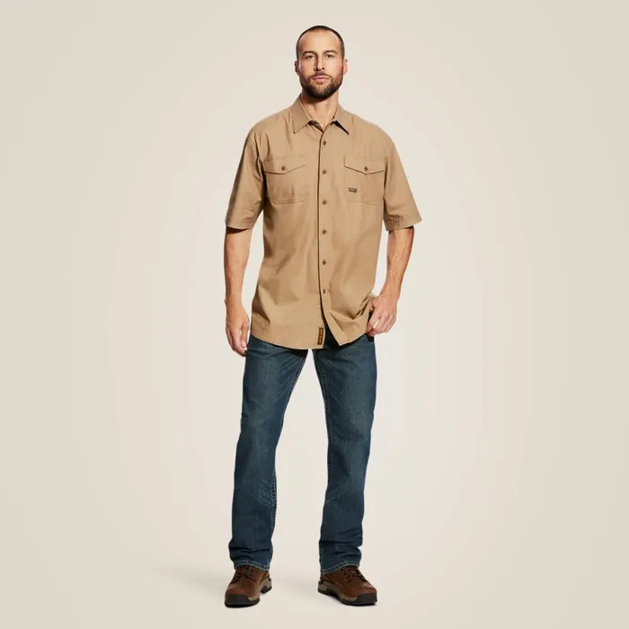 Rebar Made Tough DuraStretch Work Shirt Khaki Men Ariat Button Down Shirts Rebar Made Tough DuraStretch Work Shirt Khaki Men Ariat Button Down Shirts