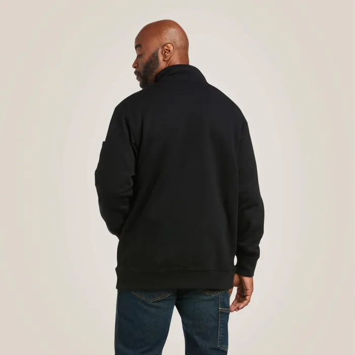 Rebar Overtime Fleece Sweater Black Men Ariat Sweatshirts and Hoodies