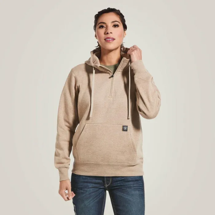 Rebar Skill Set 12 Zip Hoodie Dark Oatmeal Heather Women Ariat Sweatshirts and Hoodies