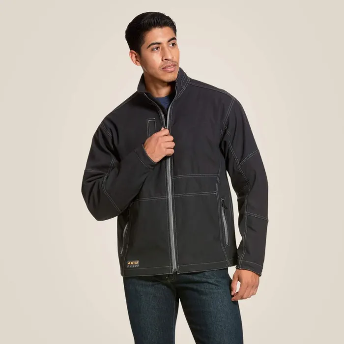 Rebar Stretch Canvas Softshell Jacket Black Men Ariat Jackets and Vests