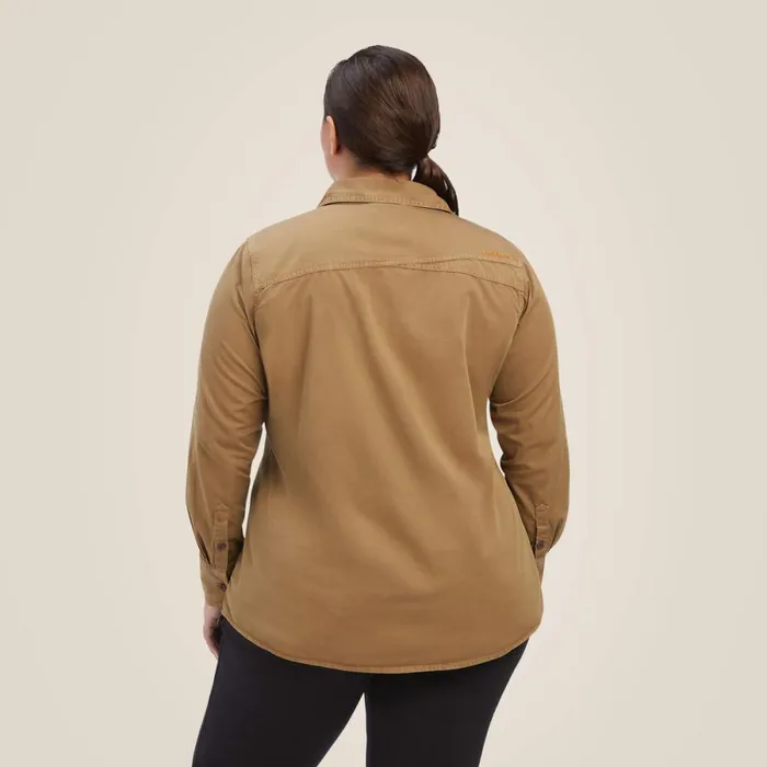 Rebar Washed Twill Work Shirt Khaki Women Ariat TShirts and Tops Rebar Washed Twill Work Shirt Khaki Women Ariat TShirts and Tops