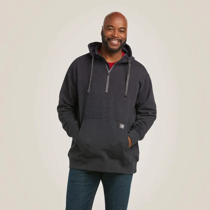 Rebar Workman 14 Zip Hoodie Charcoal Men Ariat Sweatshirts and Hoodies