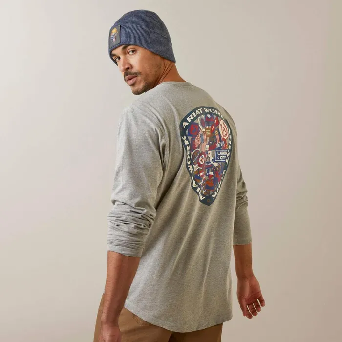 Rebar Workman Patches Heather Grey Men Ariat TShirts and Polos