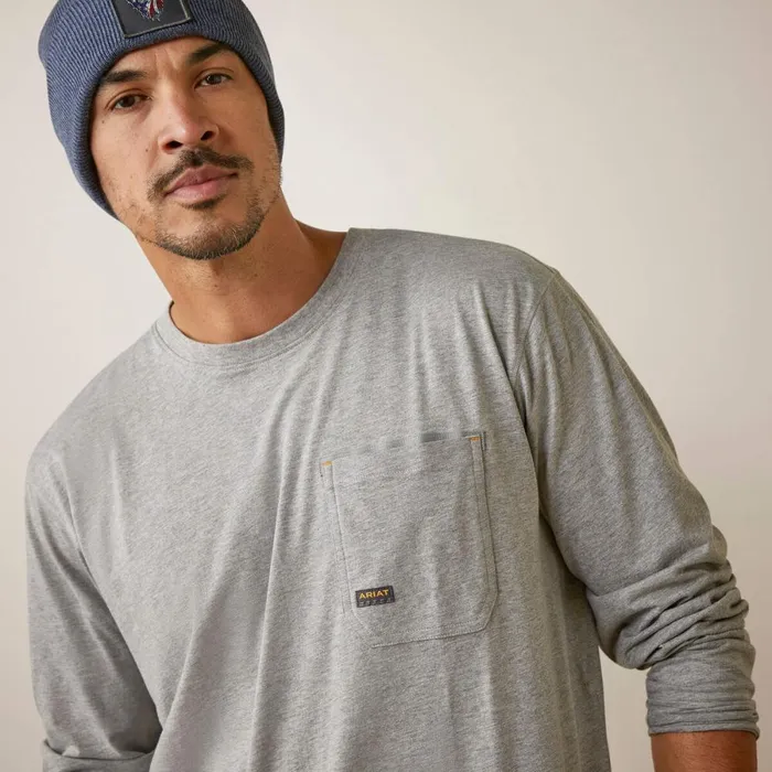 Rebar Workman Patches Heather Grey Men Ariat TShirts and Polos Rebar Workman Patches Heather Grey Men Ariat TShirts and Polos