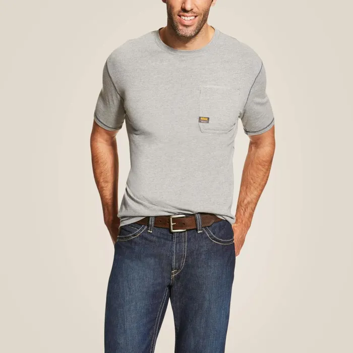 Rebar Workman TShirt Heather Grey Men Ariat TShirts and Polos